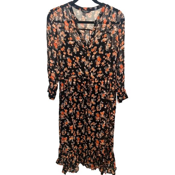 LUCKY BRAND  BLACK FLORAL DRESS SIZE M - Picture 1 of 2